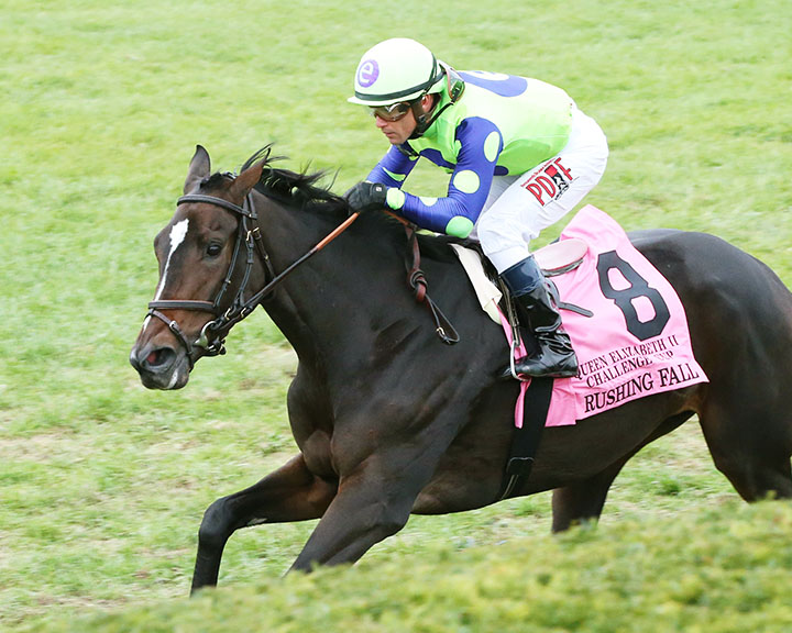 Rushing Fall wins the 2018 Queen Elizabeth II at Keeneland
