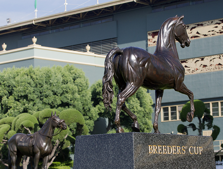 Ecorche statue at Santa Anita Park for Breeders Cup