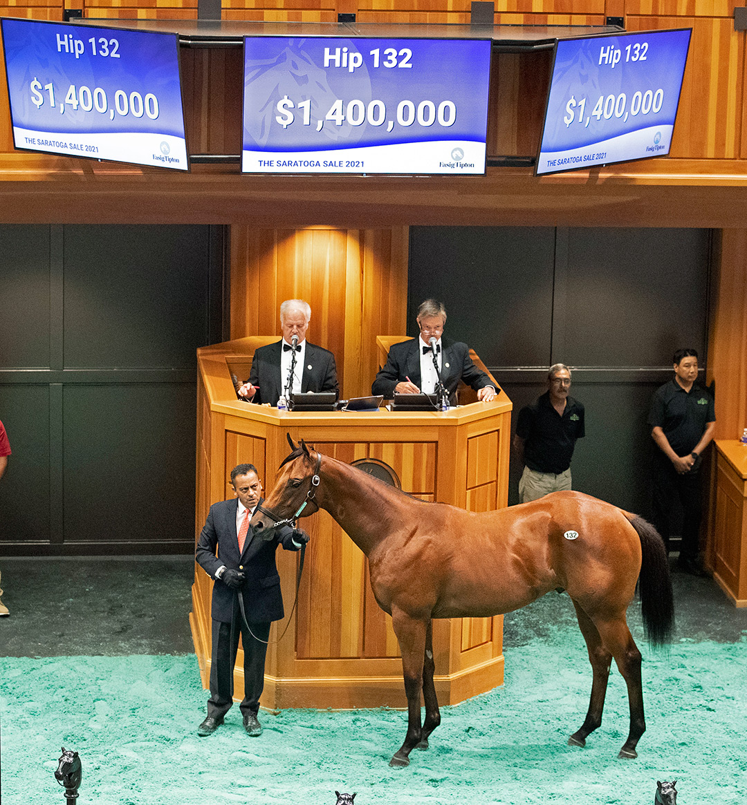 a Bolt d'Oro/Lotta Kim colt sells for $1.4 million at the 2021 Fasig-Tipton Saratoga Sale