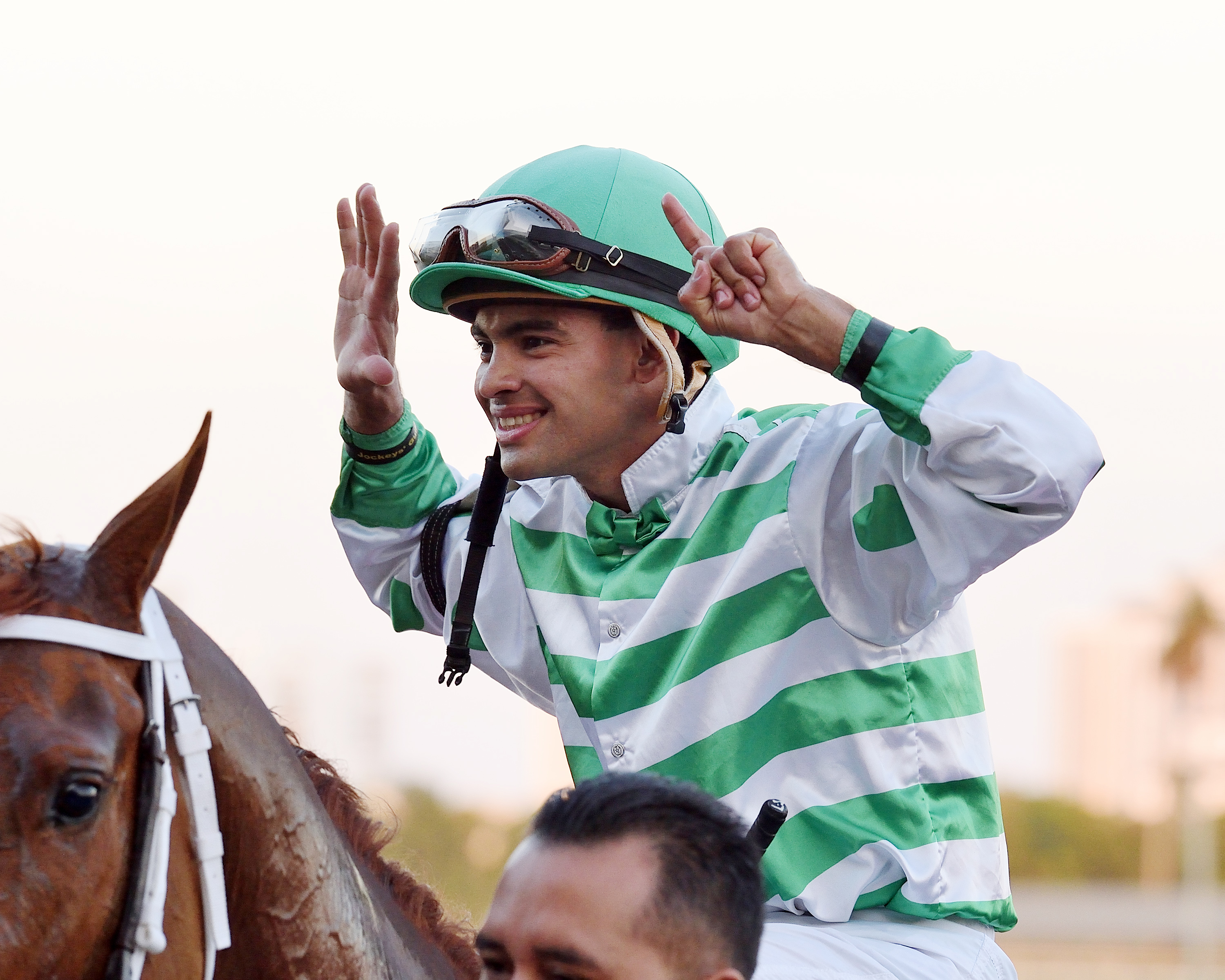 Luis Saez celebrates six wins at Gulfstream on Dec. 20