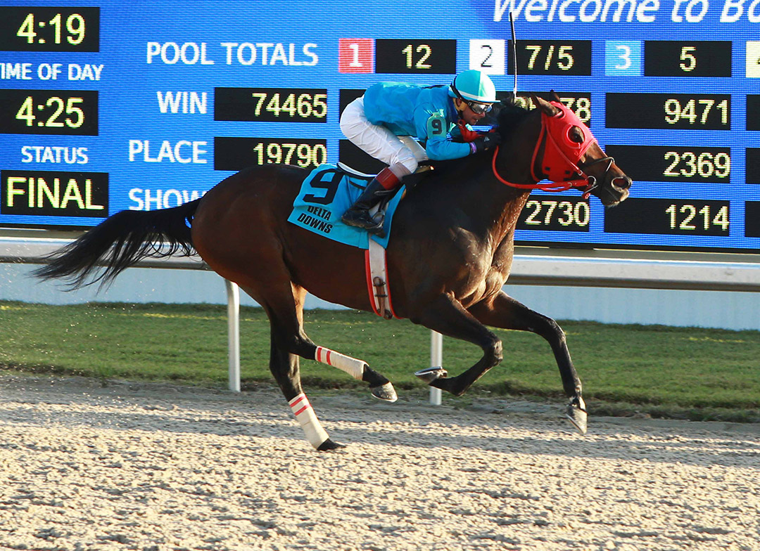 Saints N Muskets wins the 2020 Lookout Stakes at Delta Downs