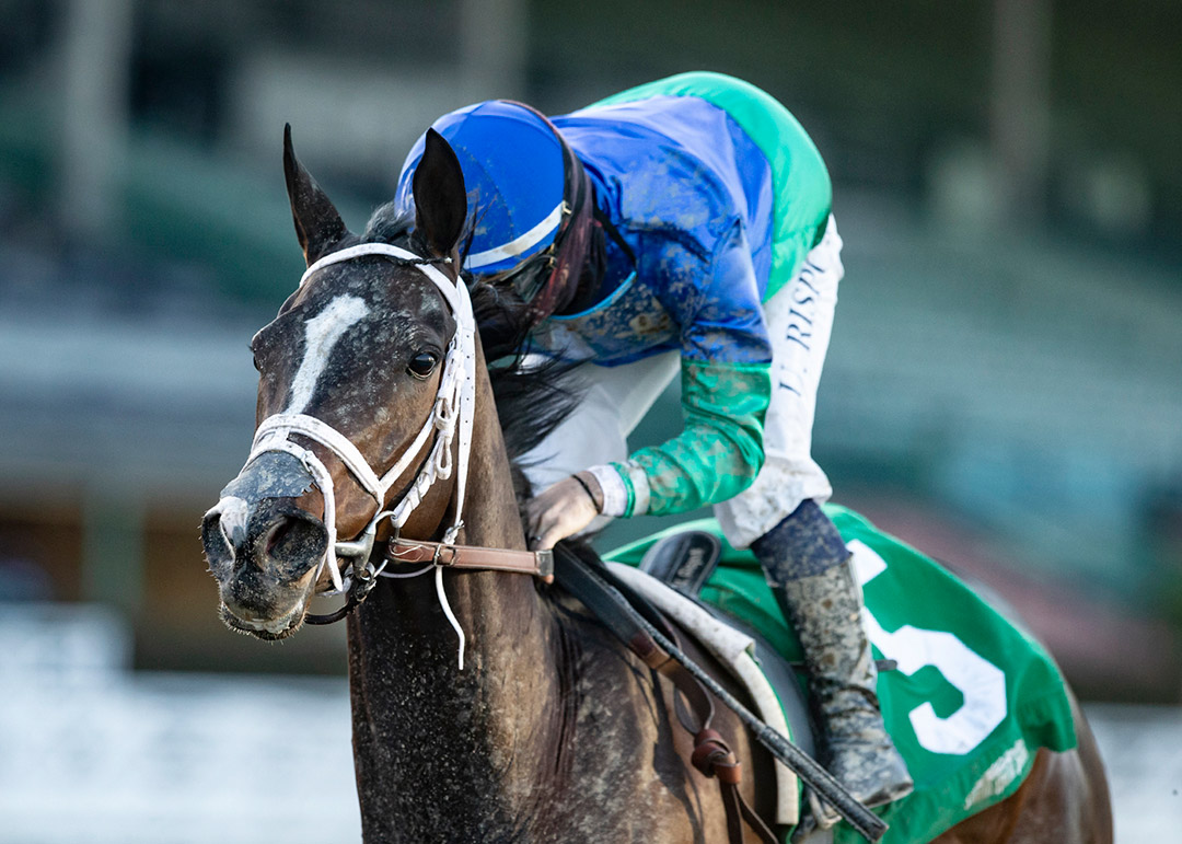 Sanenus wins the 2021 La Canada Stakes at Santa Anita Park