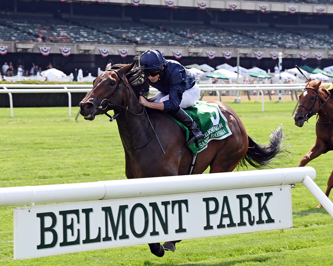 Santa Barbara wins the 2021 Belmont Oaks at Belmont Park