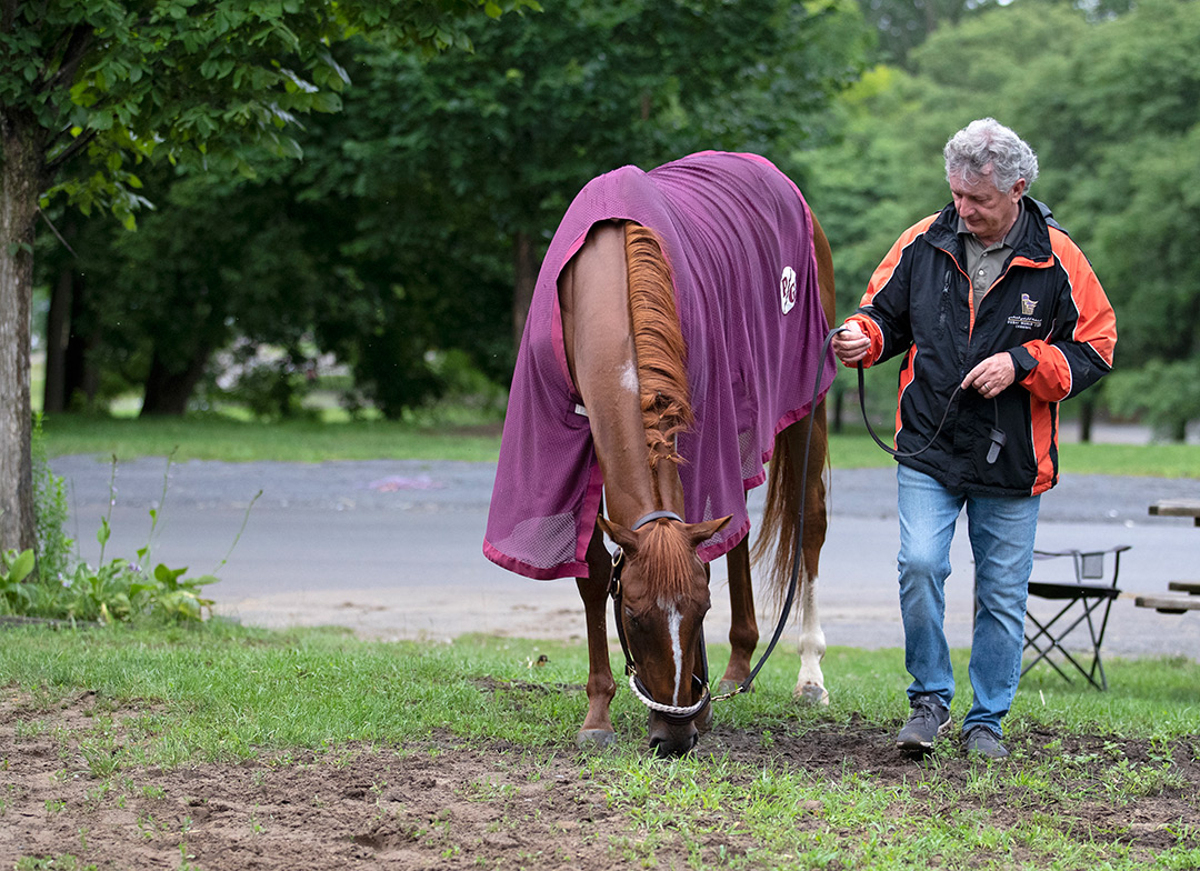 Phil Gleaves with Second of July at Saratoga Race Course in July 2021