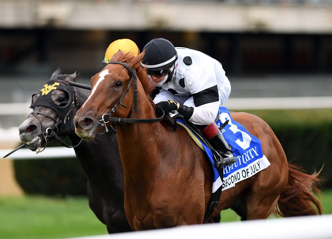 Second of July wins the 2020 Futurity Stakes at Belmont Park