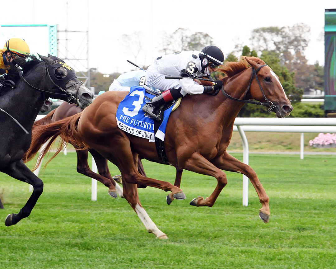 Second of July wins the 2020 Futurity Stakes at Belmont Park