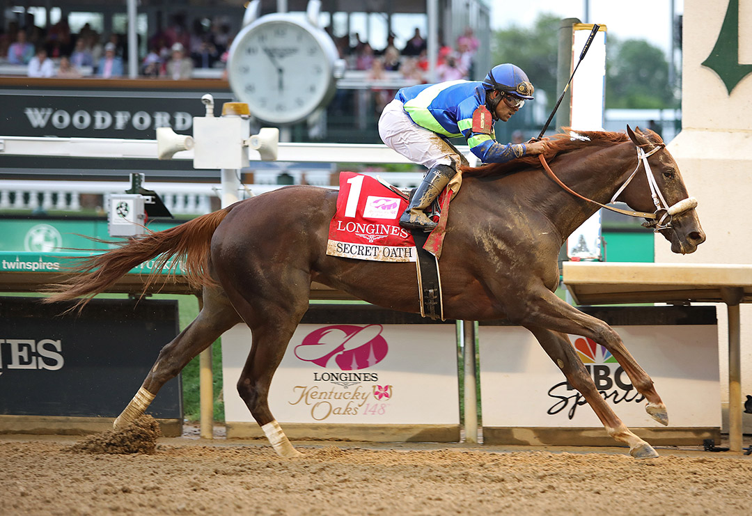 Secret Oath wins the 2022 Kentucky Oaks at Churchill Downs