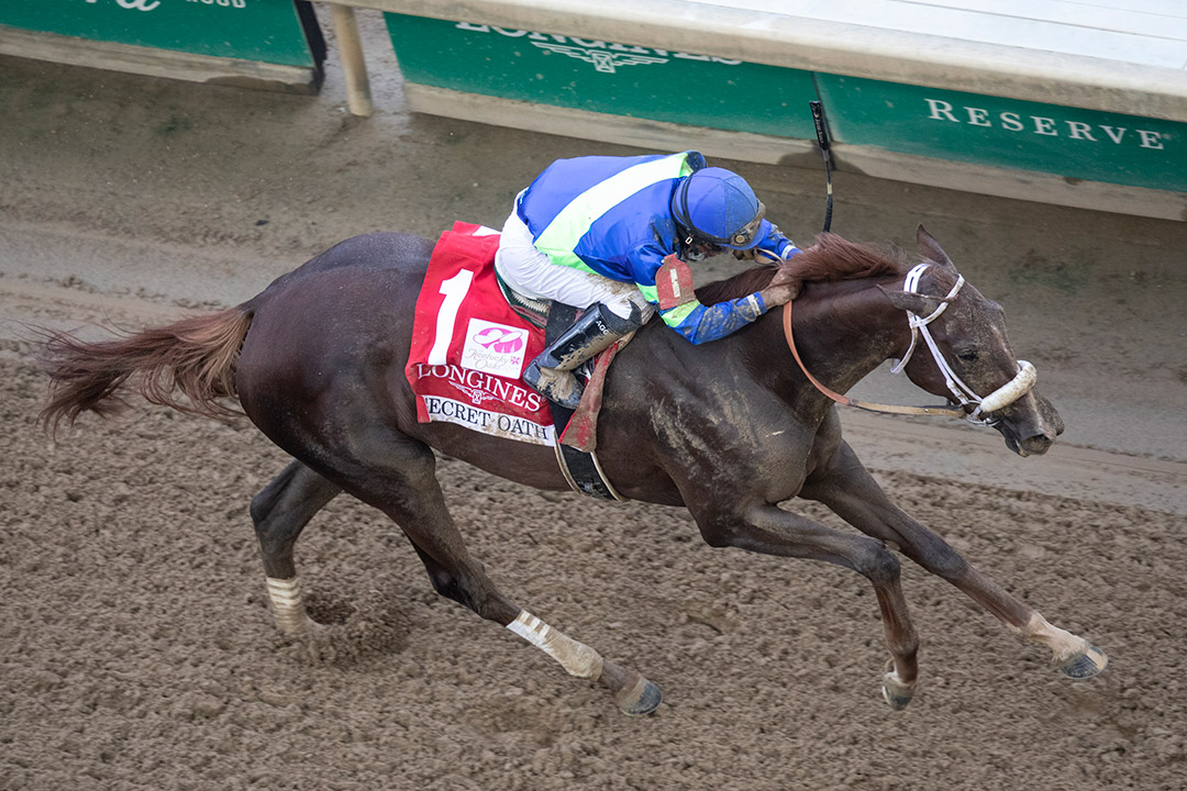 Secret Oath wins the 2022 Kentucky Oaks at Churchill Downs