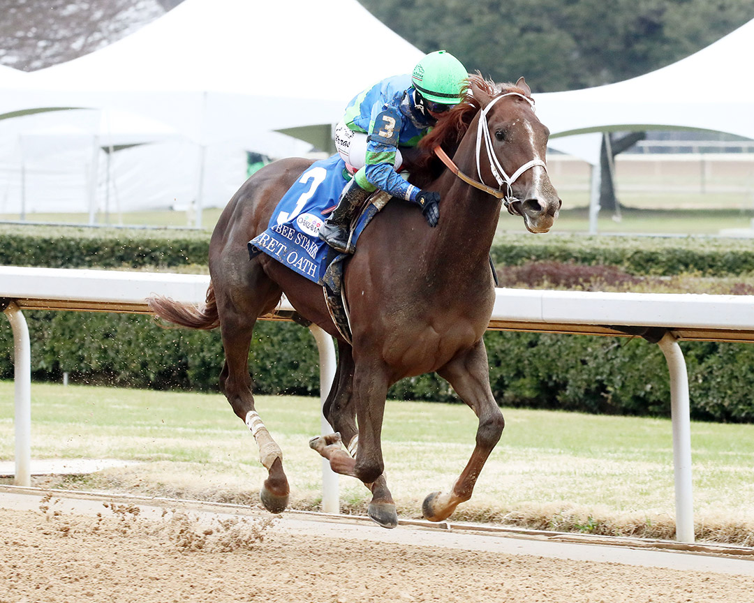 Secret Oath wins the 2022 Honeybee Stakes at Oaklawn Park