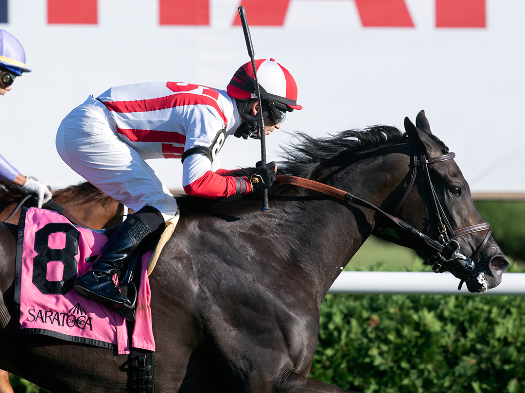 Selflessly wins the 2020 Lake George Stakes at Saratoga Race Course