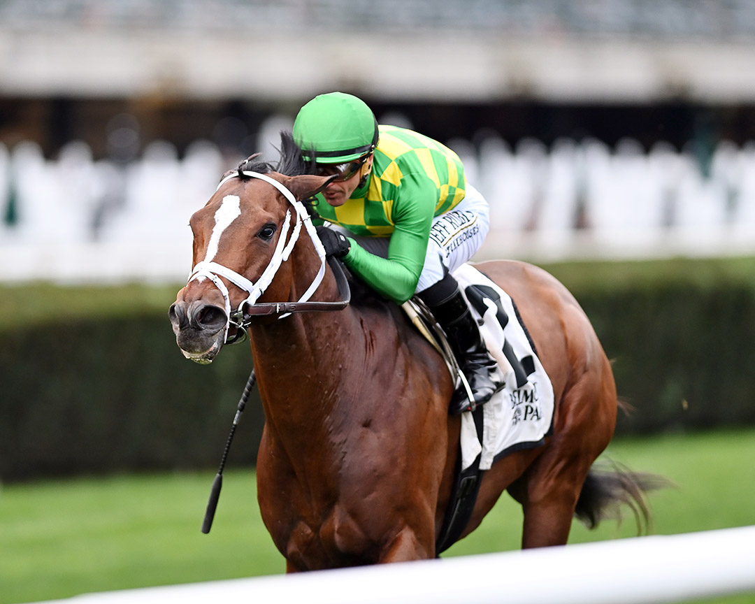 Shamrocket wins the 2021 Point of Entry Stakes at Belmont Park