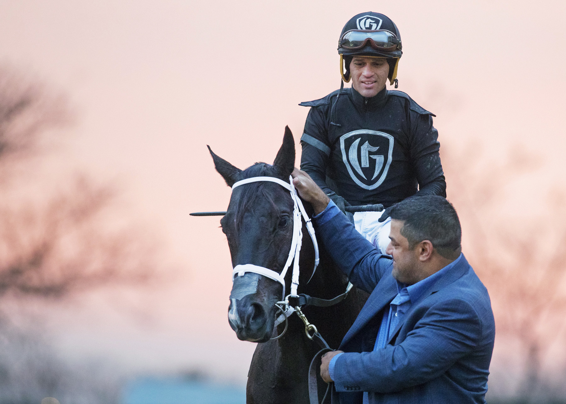 Sharp Azteca and Javier Castellano with trainer Jorge Navarro