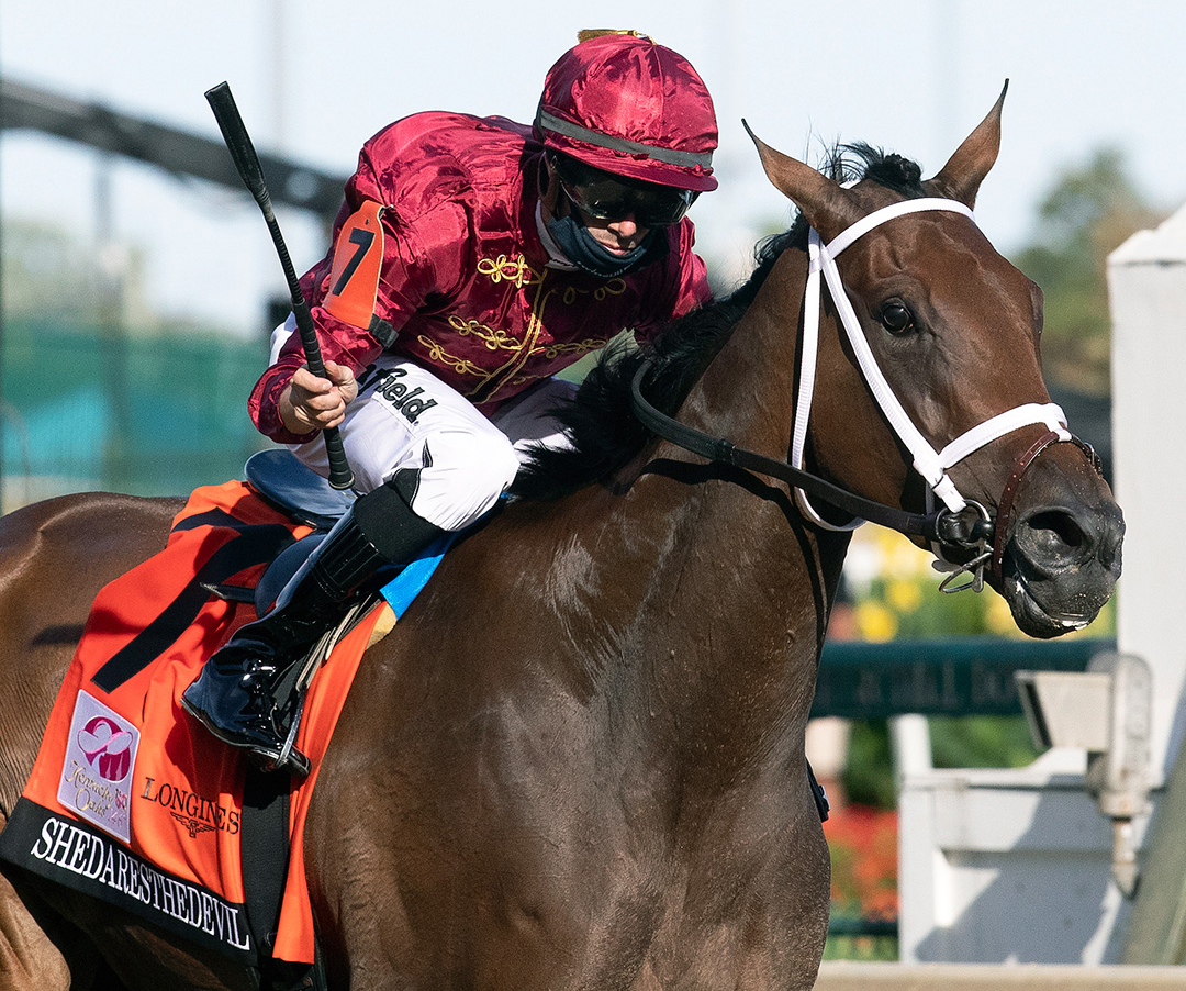 Shedaresthedevil wins the 2020 Kentucky Oaks at Churchill Downs
