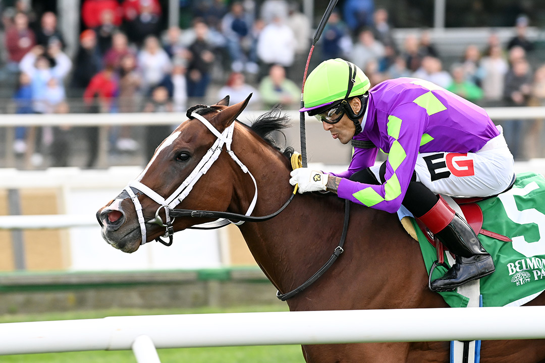 Shifty She wins the 2021 Noble Damsel Stakes at Belmont Park