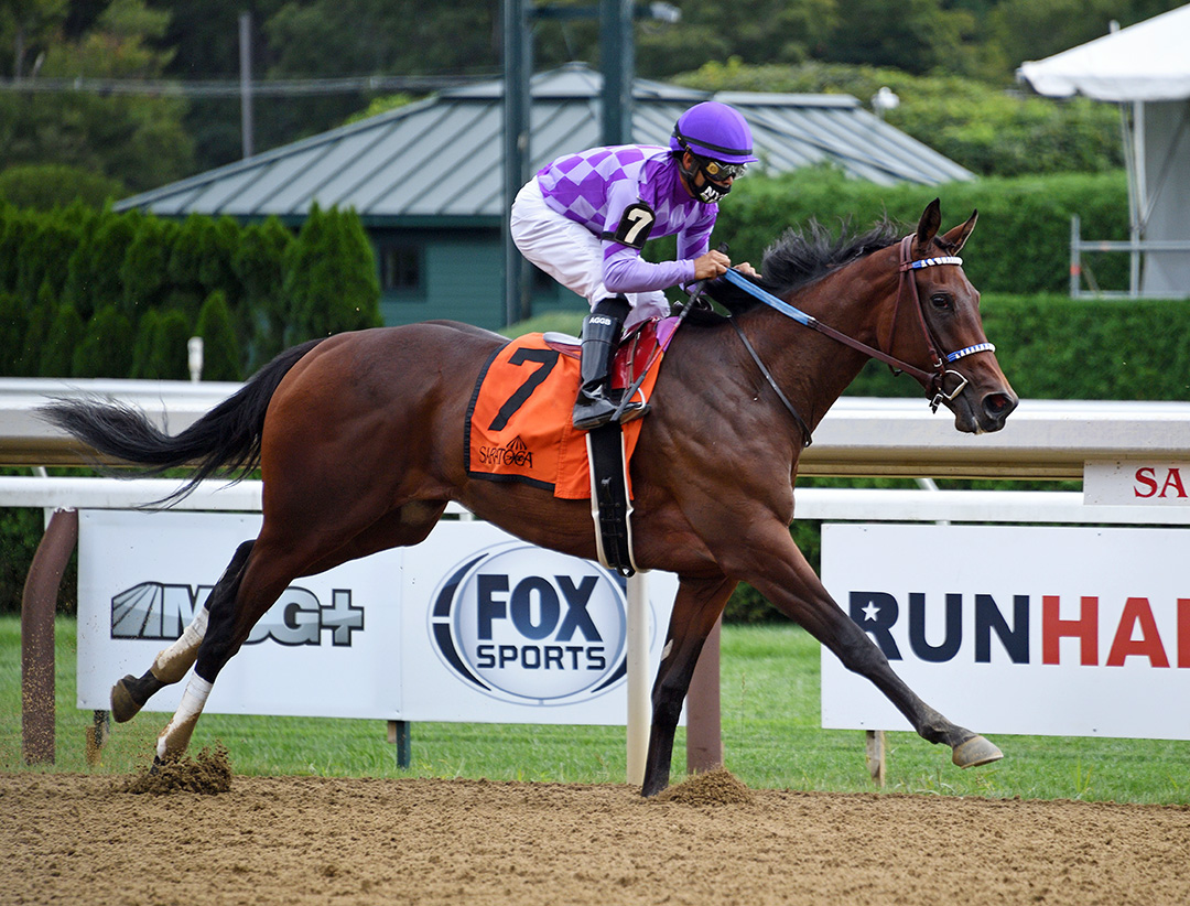 Simply Ravishing wins the P. G. Johnon Stakes at Saratoga