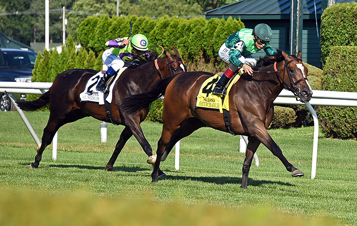 Sistercharlie wins the 2019 Diana Stakes at Saratoga Race Course