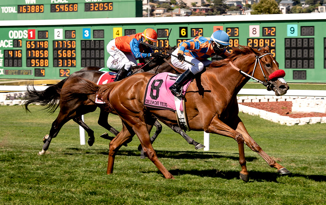 Sloane Garden wins the 2020 Golden Poppy Stakes at Golden Gate Fields