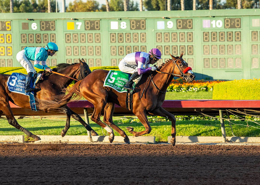 Slow Down Andy wins the 2021 Los Alamitos Futurity at Los Alamitos