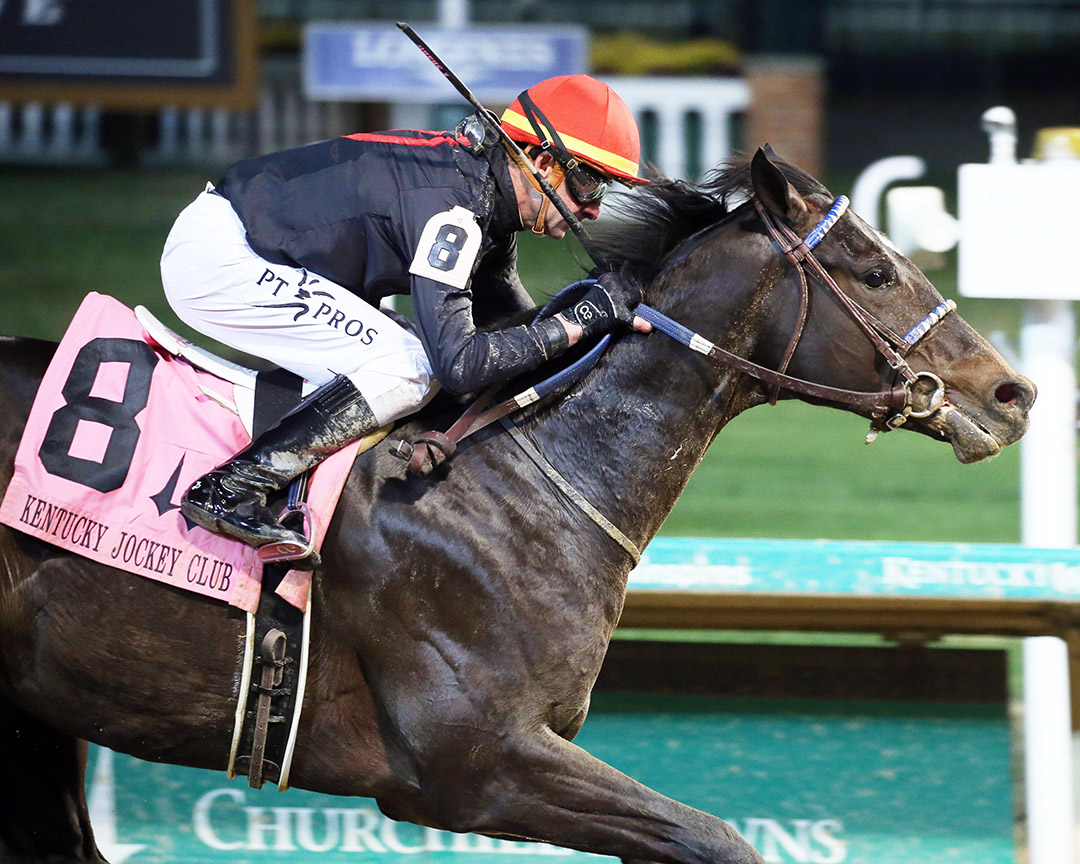 Smile Happy wins the 2021 Kentucky Jockey Club Stakes at Churchill Downs
