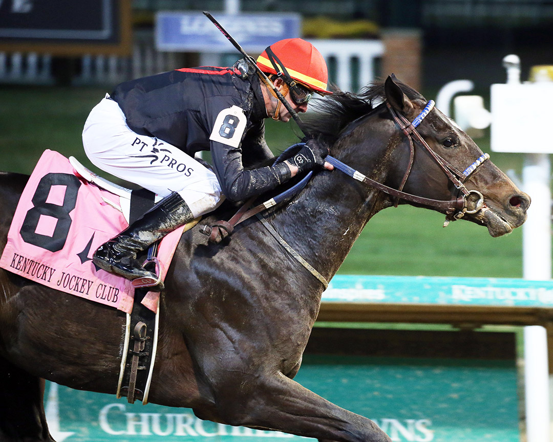 Smile Happy wins the 2021 Kentucky Jockey Club Stakes at Churchill Downs