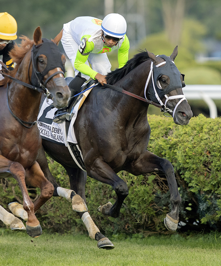 Social Paranoia finishes fourth in the Saratoga Derby at Saratoga Race Course