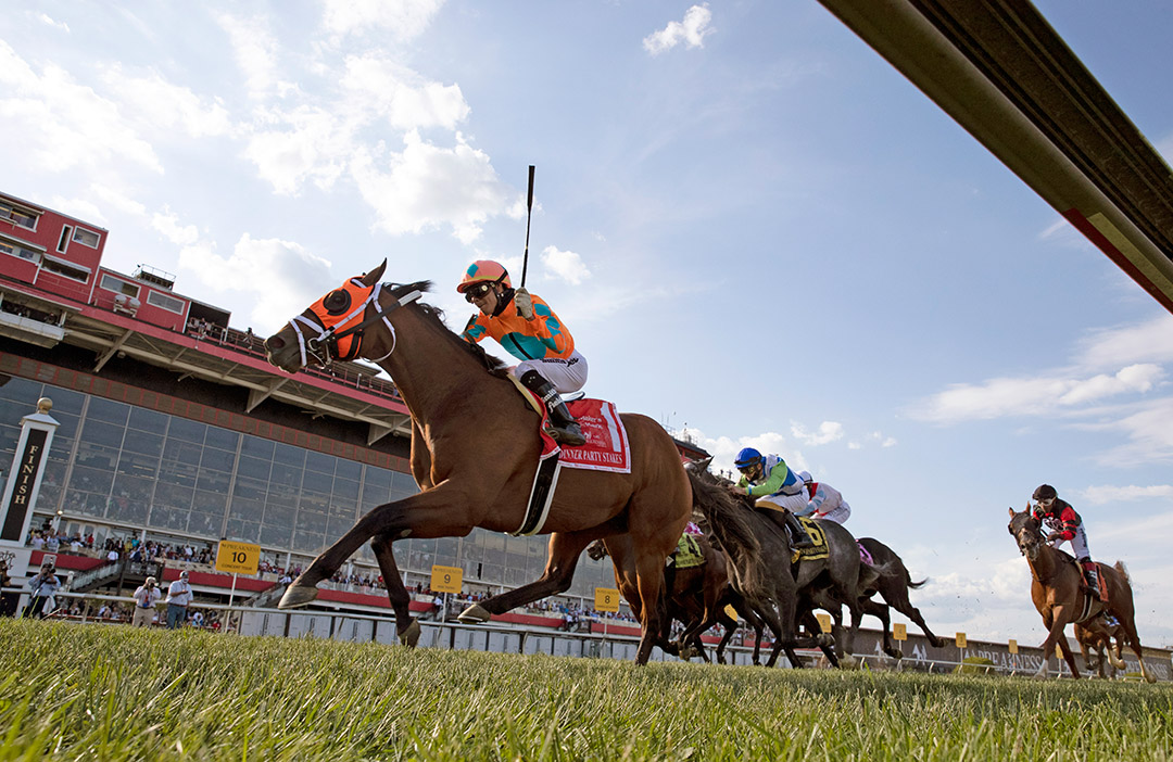 Somelikeithotbrown wins the 2021 Dinner Party Stakes at Pimlico Race Course