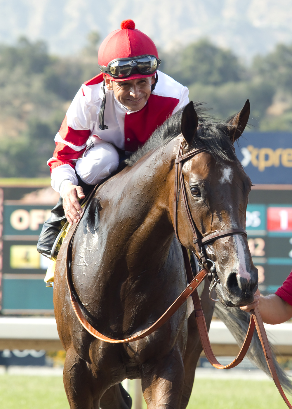 Songbird and Mike Smith after the Summertime Oaks
