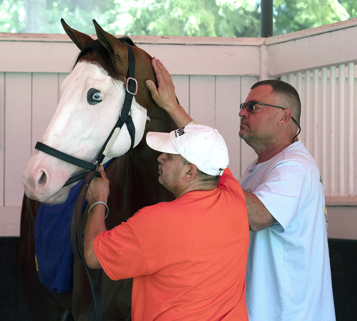 Southern Phantom with trainer Eric Guillot at Saratoga on July 19