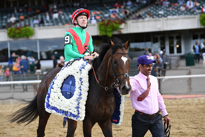 Spanish Mission after winning the Jockey Club Derby at Belmont Park