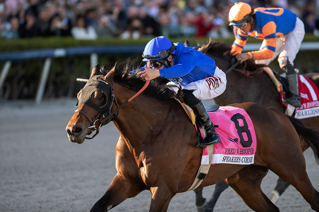Speaker's Corner wins the 2022 Fred W. Hooper Stakes at Gulfstream Park