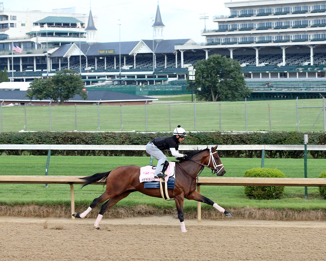 Speech trains at Churchill Downs on Aug. 28