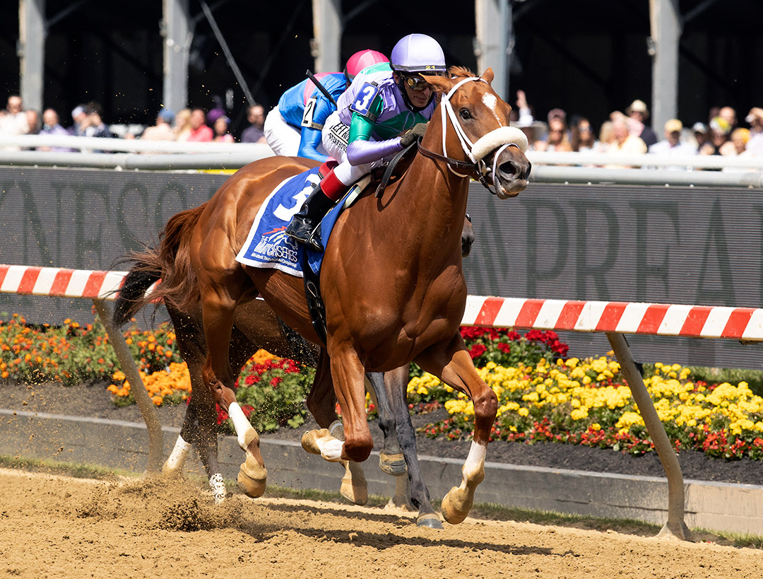 Spice is Nice wins the 2021 Allaire DuPont Distaff Stakes at Pimlico Race Course