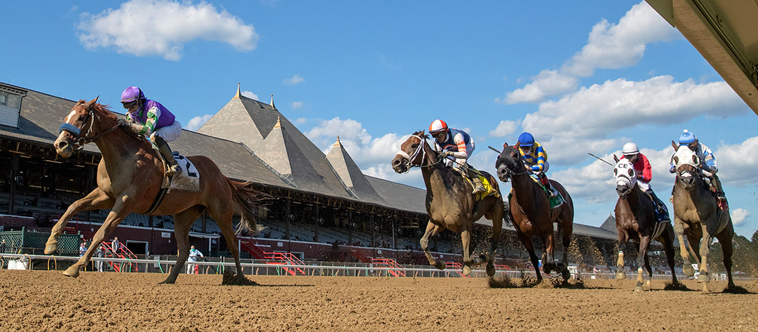 Stan the Man (far left) wins the 2020 Tale of the Cat Stakes at Saratoga Race Course