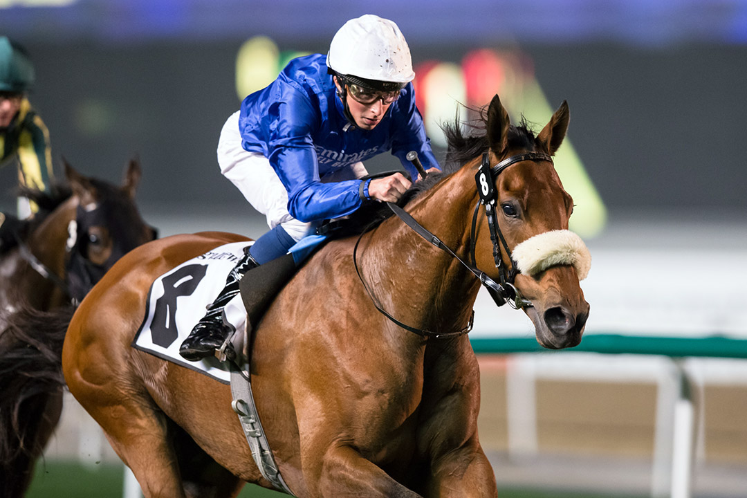 Star Safari wins the 2021 Dubai Millennium Stakes at Meydan Racecourse