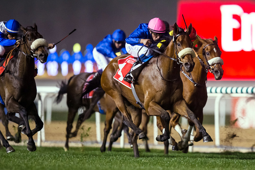 Star Safari wins the 2021 Emirates SkyCargo Handicap at Meydan Racecourse