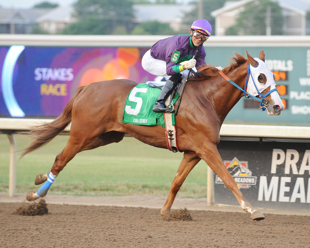 Stilleto Boy wins the 2021 Iowa Derby at Prairie Meadows