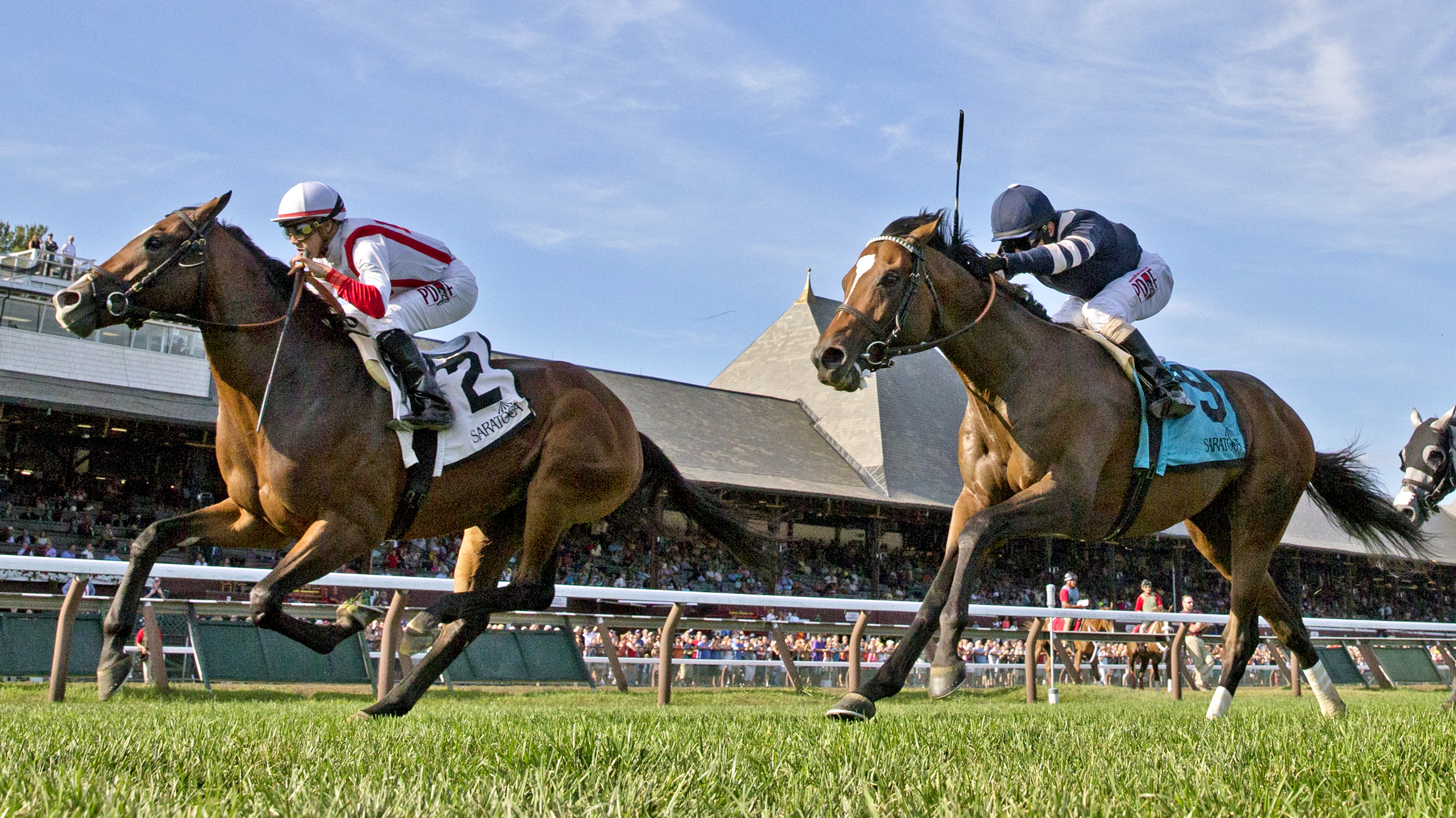 Takeover Target wins the National Museum of Racing and Hall of Fame Stakes