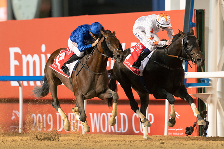 Thunder Snow (left) defeats Gronkowski in the 2019 Dubai World Cup