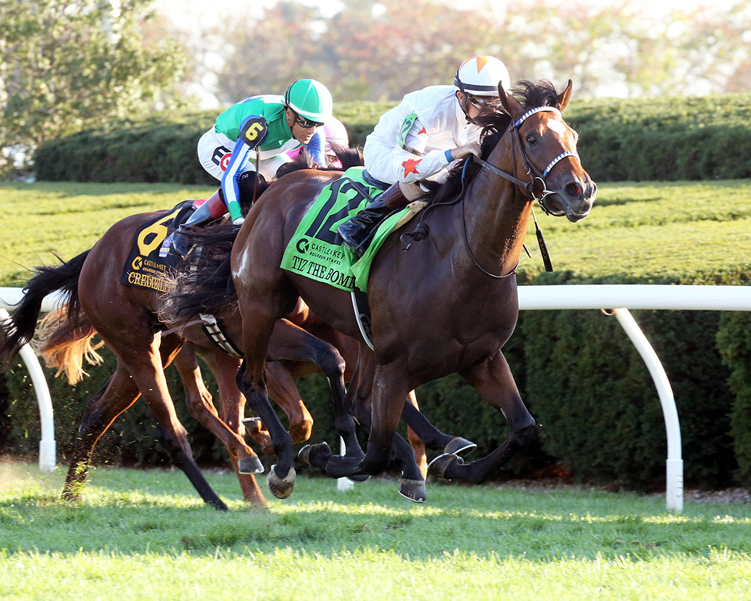 Tiz the Bomb wins the 2021 Bourbon Stakes at Keeneland