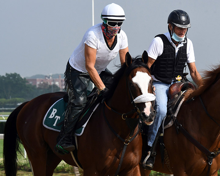 Barclay Tagg and Robin Smullen with Tiz the Law at Belmont Park on June 6