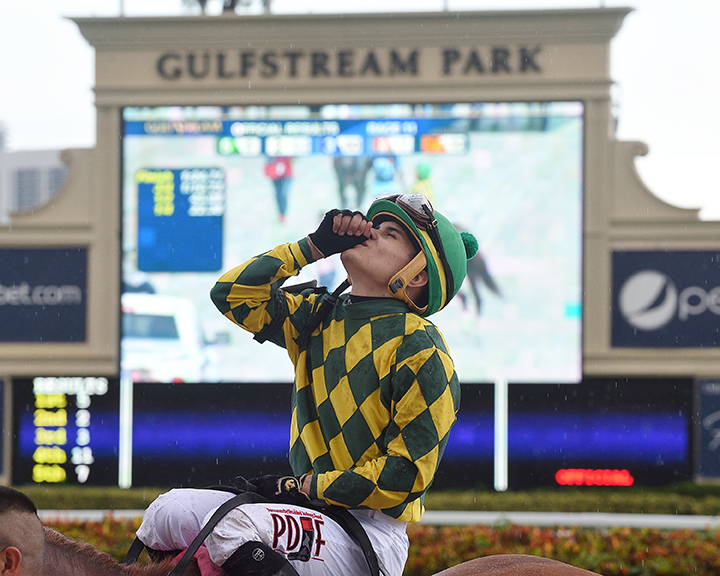 Cristian Torres celebrates four wins at Gulfstream Park on July 27