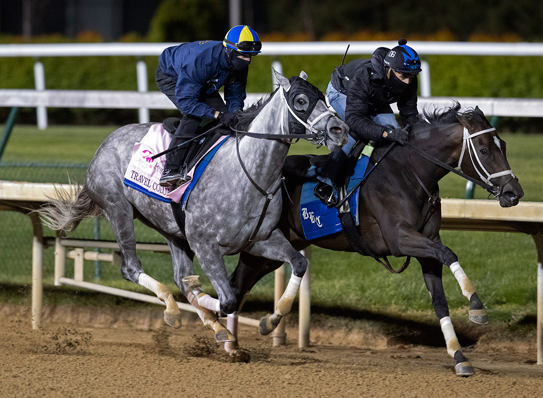Travel Column (outside) and Australasia train at Churchill Downs on April 23