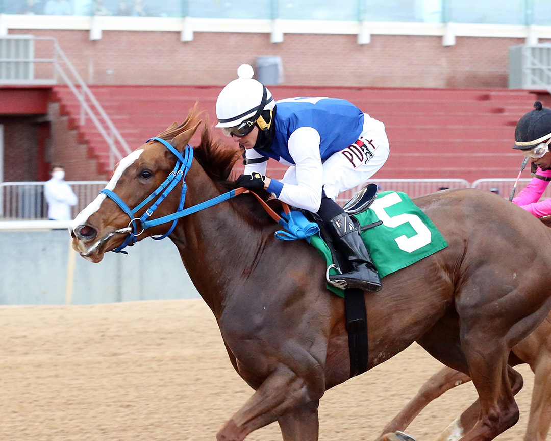 Trumpet Lilly wins a March 14 maiden race at Oaklawn