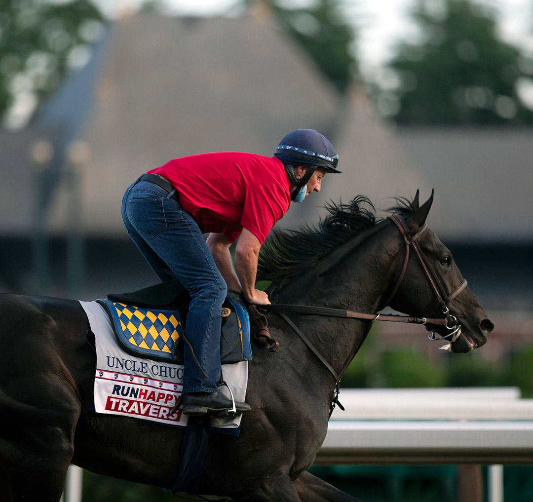 Uncle Chuck trains at Saratoga Race Course on Aug. 6