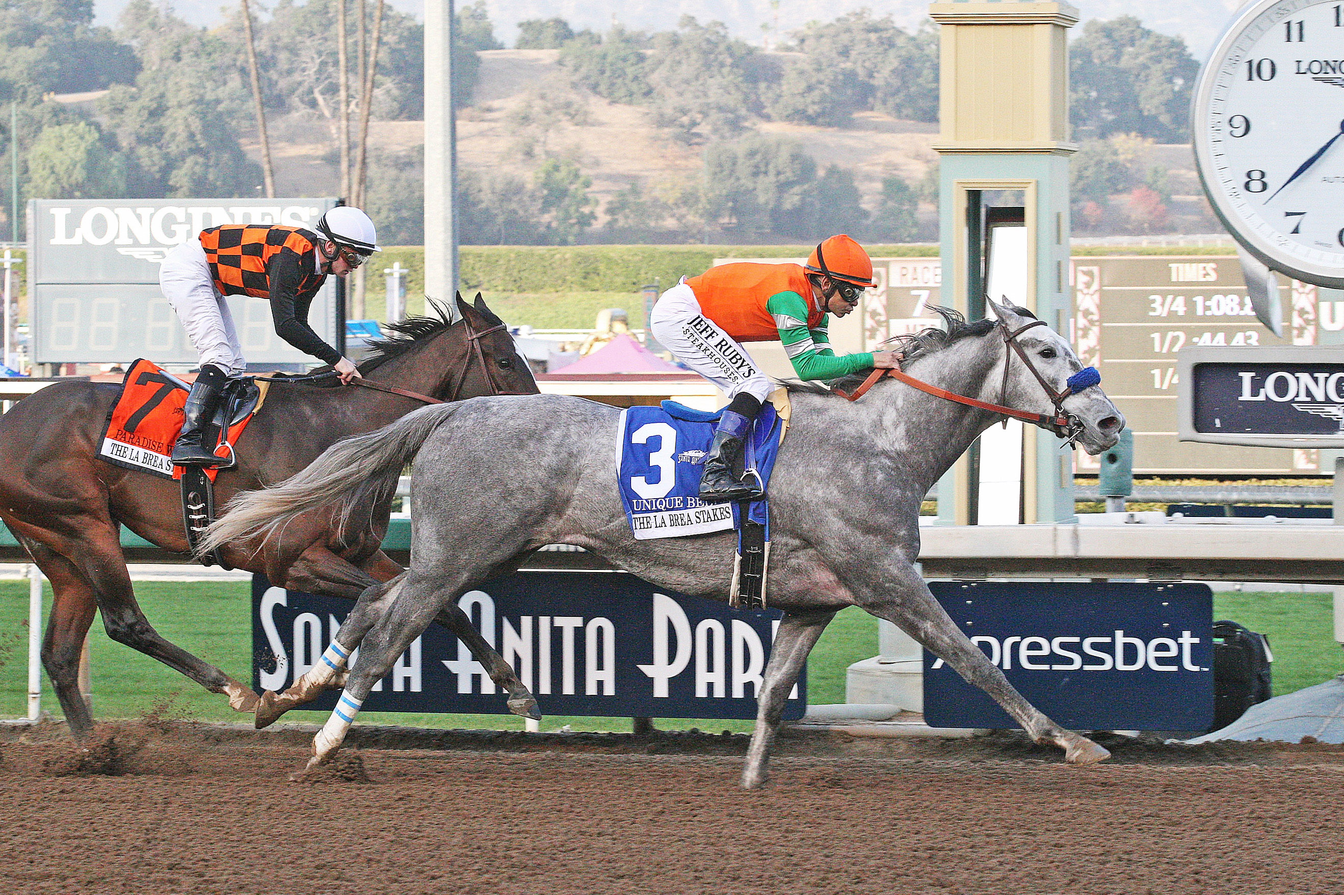 Unique Bella wins the La Brea Stakes