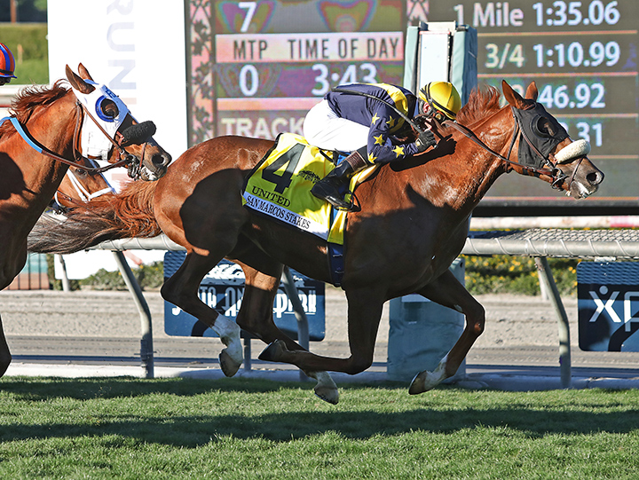 United wins the 2020 San Marcos Stakes at Santa Anita Park