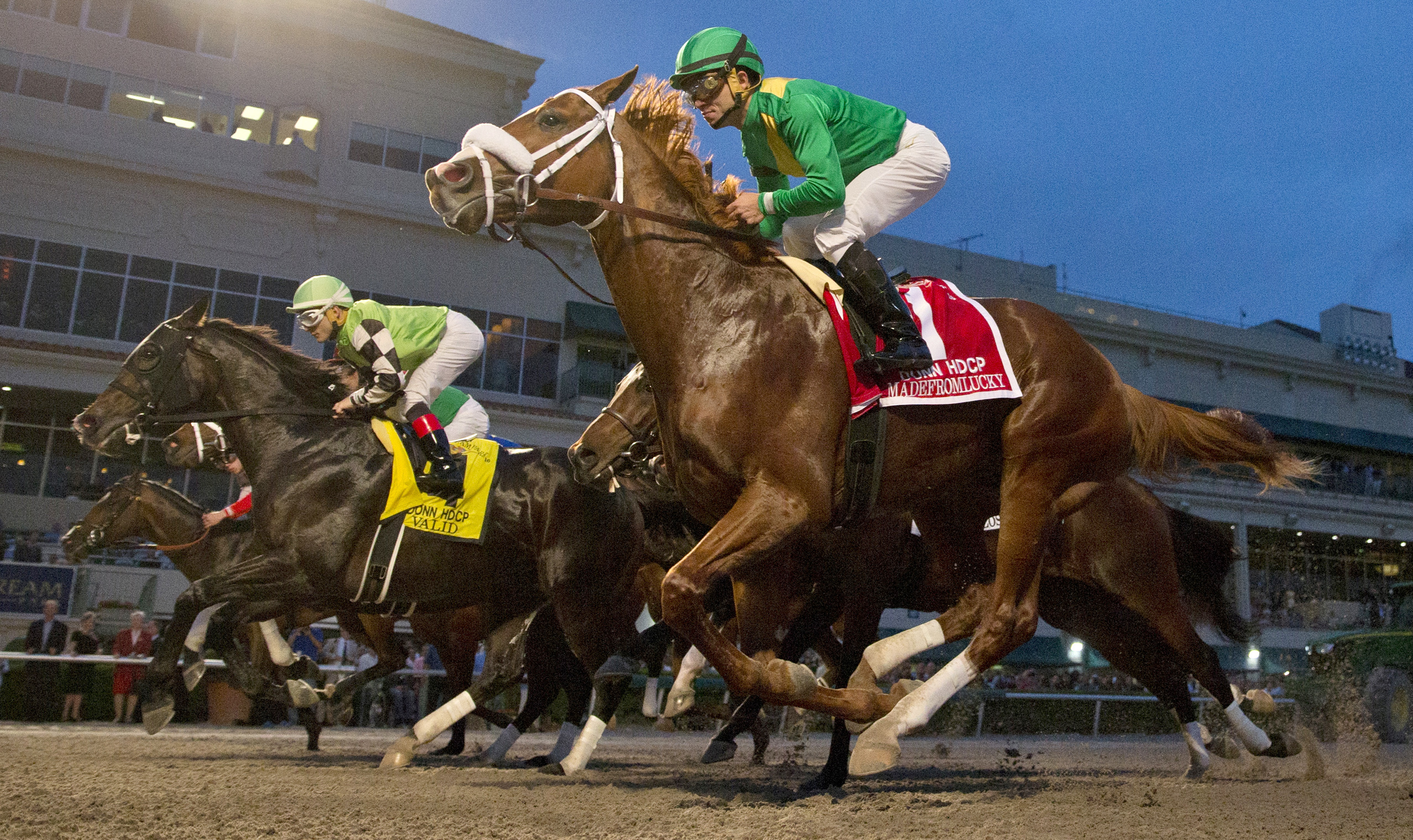 Madefromlucky finishes eighth in the Donn Handicap