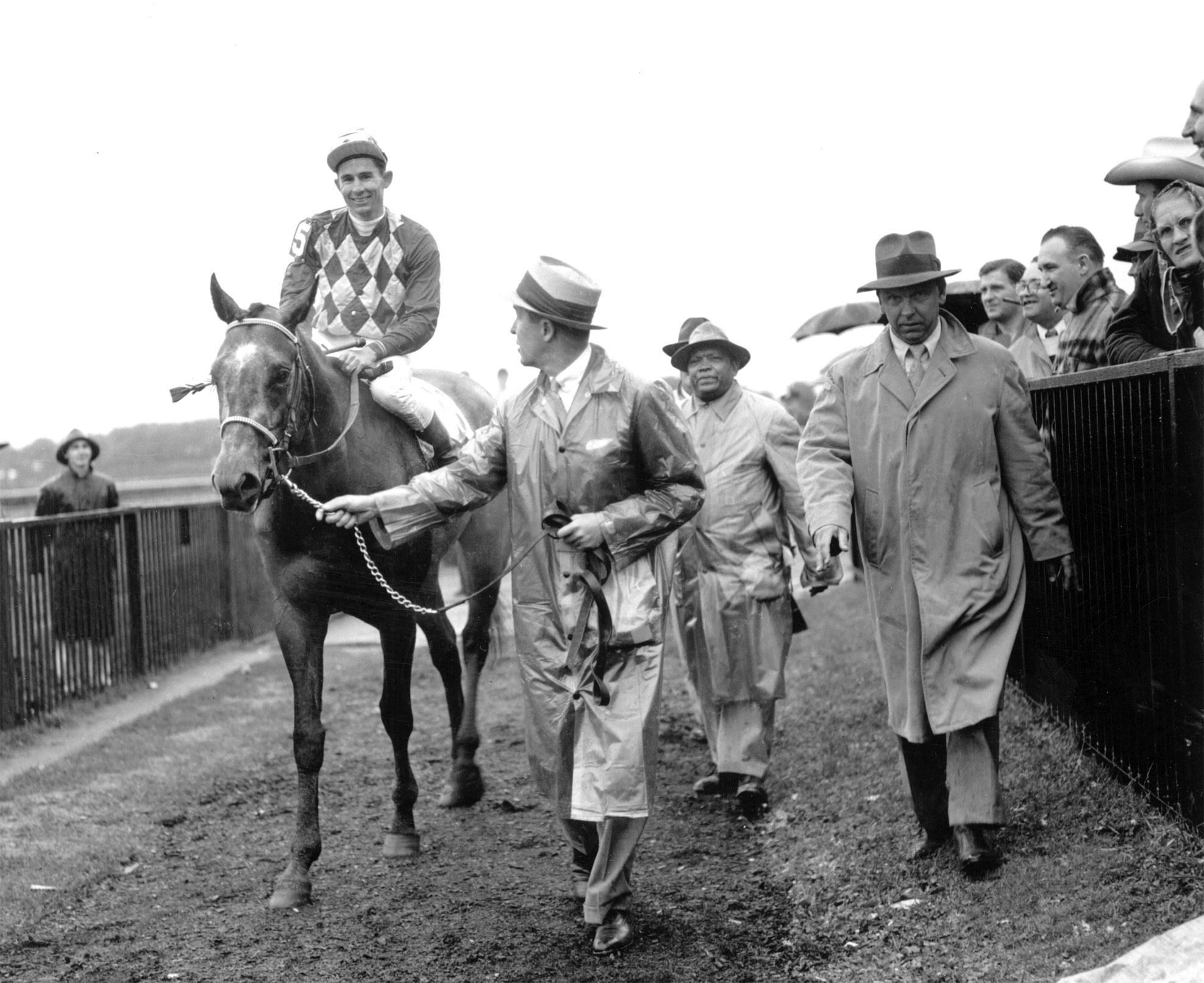 Alfred Vanderbilt with Native Dancer at Belmont 1953