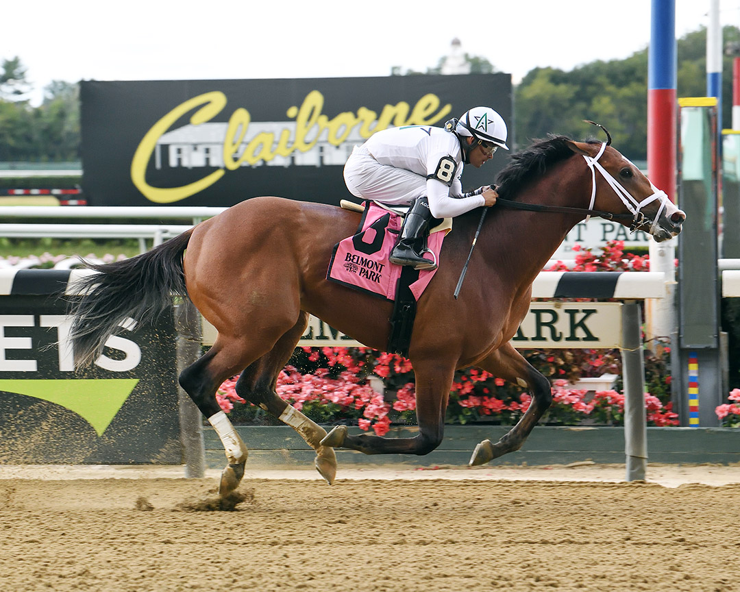 Varatti wins a September 2021 maiden race at Belmont Park