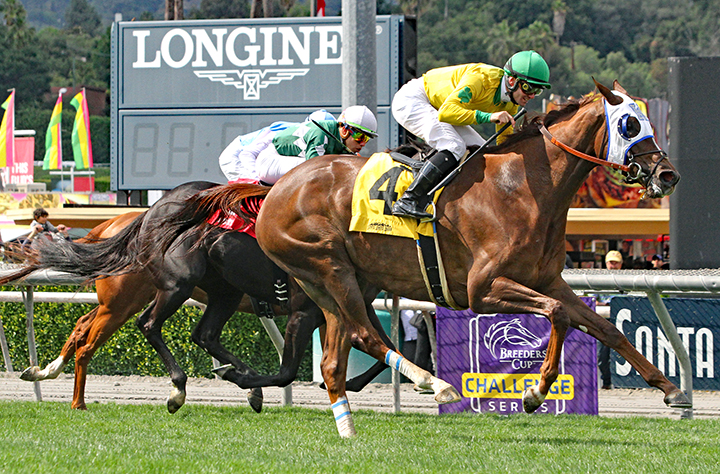 Vasilika wins the 2019 Gamely Stakes at Santa Anita